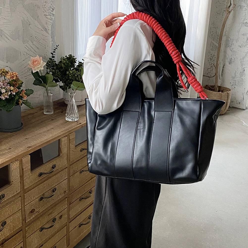 Large Luxury Leather Shoulder Bag Women Tote Bag Black