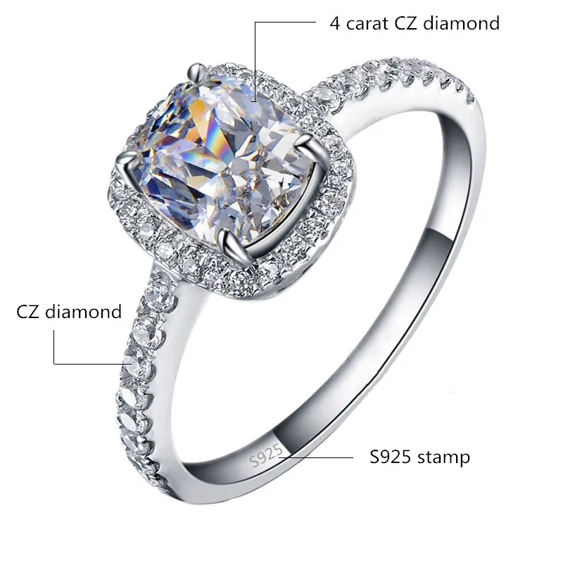 Women Rings Bridal Wedding Engagement White Gold Color CC595