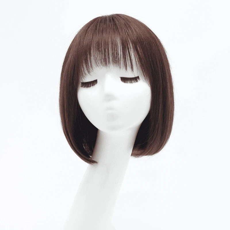 Parrucca corta per capelli umani per donna Parrucche diritte Toppers con frangia Parrucche per capelli brasiliani Parrucche Bob per cuoio capelluto naturale reale - immagine 2