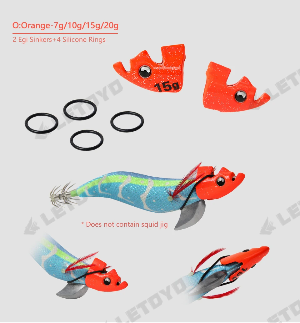 LETOYO 2PCS Luminous EGI für Tip Run Tintenfischköder TR Sinker Gewicht Eging für Webfoot Octopus Tintenfisch Meeresangelzubehör – Detail 11