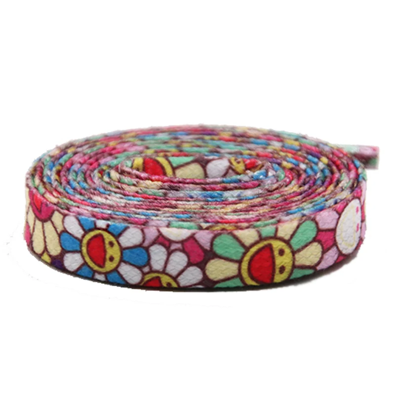 Coolstring 30Pairs/lot Sun Flowers Laces Heat Transfer Colorfule Tapes Classical Fashion Flat Ropes High Quality Cord Wholesale