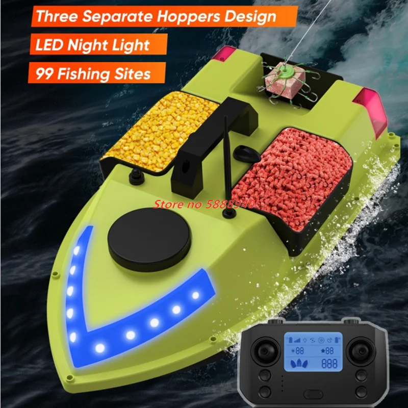99 GPS Fishing Location RC Fishing Boat 2.4G 600M 3 Hopper Smart Speed Cruise Remote Control GPS Navigation Boat RC Nesting Boat 2