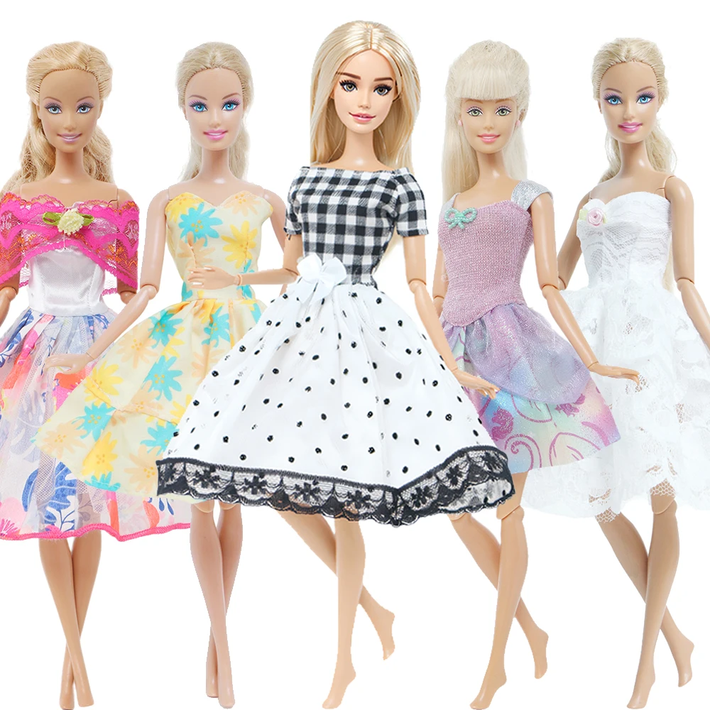 Fashion Doll Dress 5 Set Handmade Lace Mini Party Gown Wedding Wear Skirt Clothes for Barbie Doll Accessories Kids Gift barbie doll clothes doll clothes doll accessories doll clothes accessories