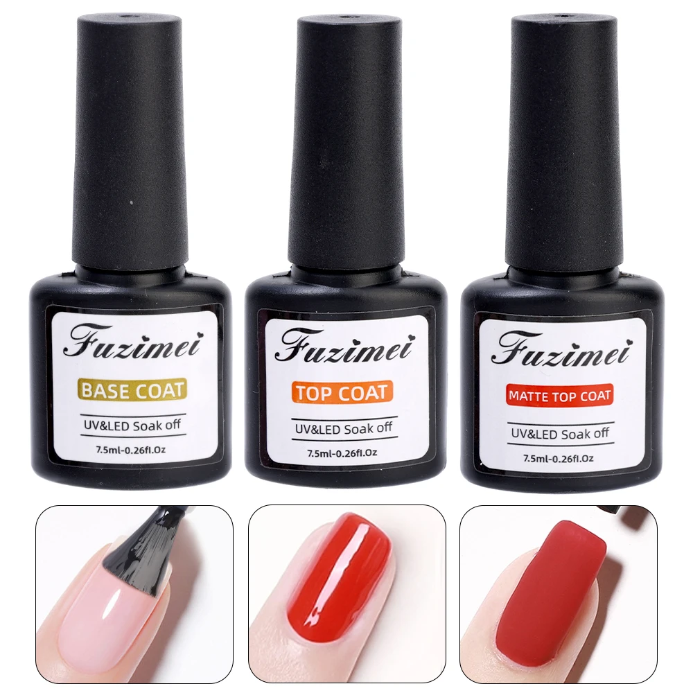 Gel Polish Base Top Coat UV Soak Off Semi Permanent Nail Varnish Nail Tools 7ml