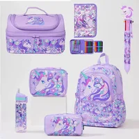 Unicorn Backpack Boy Girl Backpack Student Backpack   Lunch Bag Pencil Case Schoolbag Student Gift