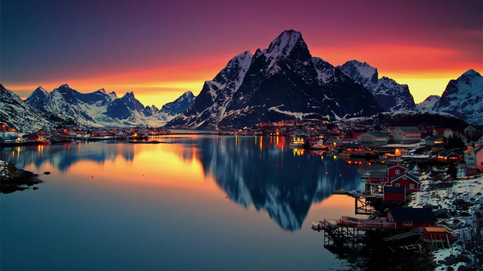 Lofoten Sunrise Mountains Nature Art Picture Print Silk Poster Home Wall Decor