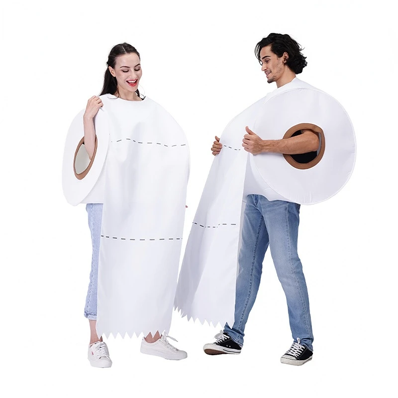 

Couples Funny Paper Rolls Halloween Cosplay Costume Adults Party Role Play Dress Up Jumpsuit Outfit Women Man Stage Show Suit