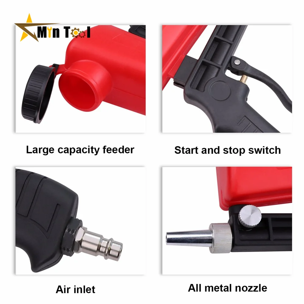 Sand Blaster, 90psi Sand Blaster Gun Kit Hand Held Sand Blasting Spray Gun  Small Nozzle Pneumatic Sandblaster Spray Gun Sand Removal Blasting Power