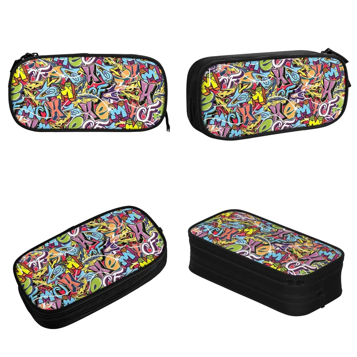 Comic Colorful Graffiti Pencil Case Creative Pen Box Bag Student Big Capacity School Supplies Cosmetic Pencil Pouch