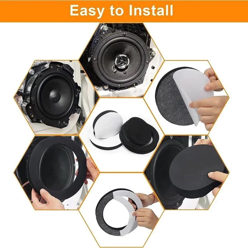 Sound Insulation Ring 4/5/6.5 Inch Universal Car Door Soundproof Cotton Speaker Bass Ring Foam Woofer Pad Noise