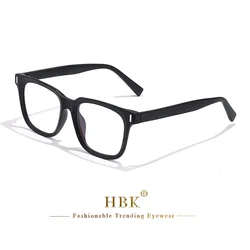 HBK Vintage Unisex TR90 Square Anti Blue Light Glasses Frame (C03 BLACK)
