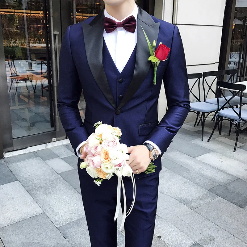 

Shawl Collar Suits Men 2022 Slim Fit Latest Mens Wedding Suits Smoking Homme Mariage 3 Pieces Dinner Party Prom Violet Suit Q532