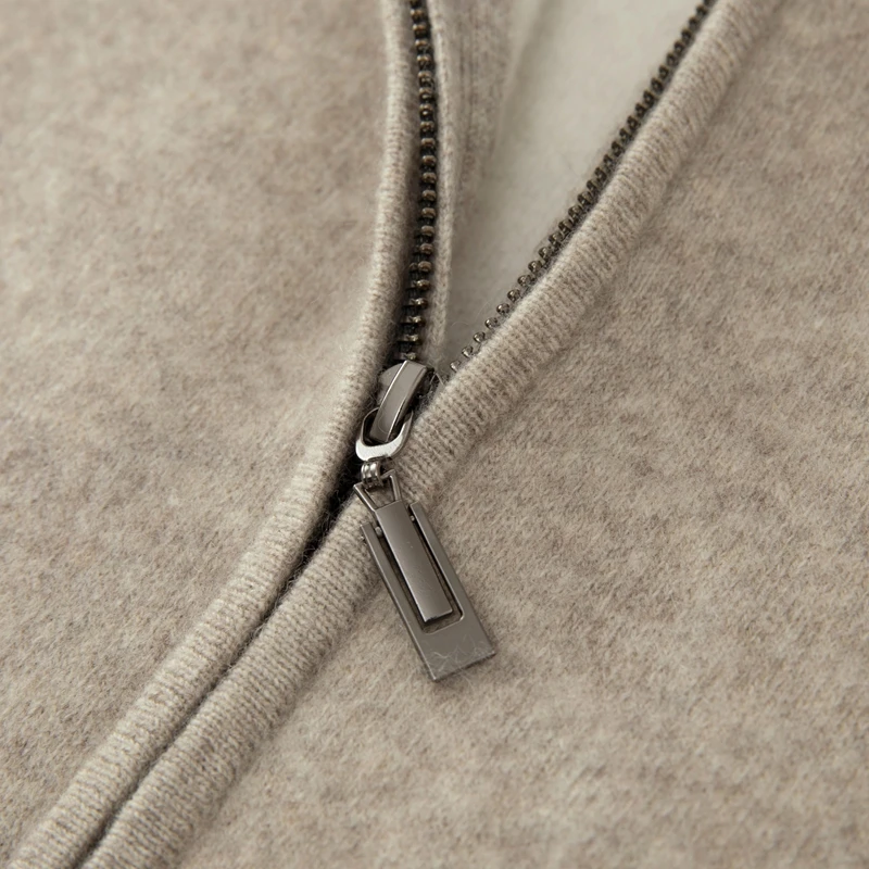 Comfortable and lazy new 100% Merino wool men's hooded sweater loose and thick zipper casual cardigan coat for autumn and winter 4