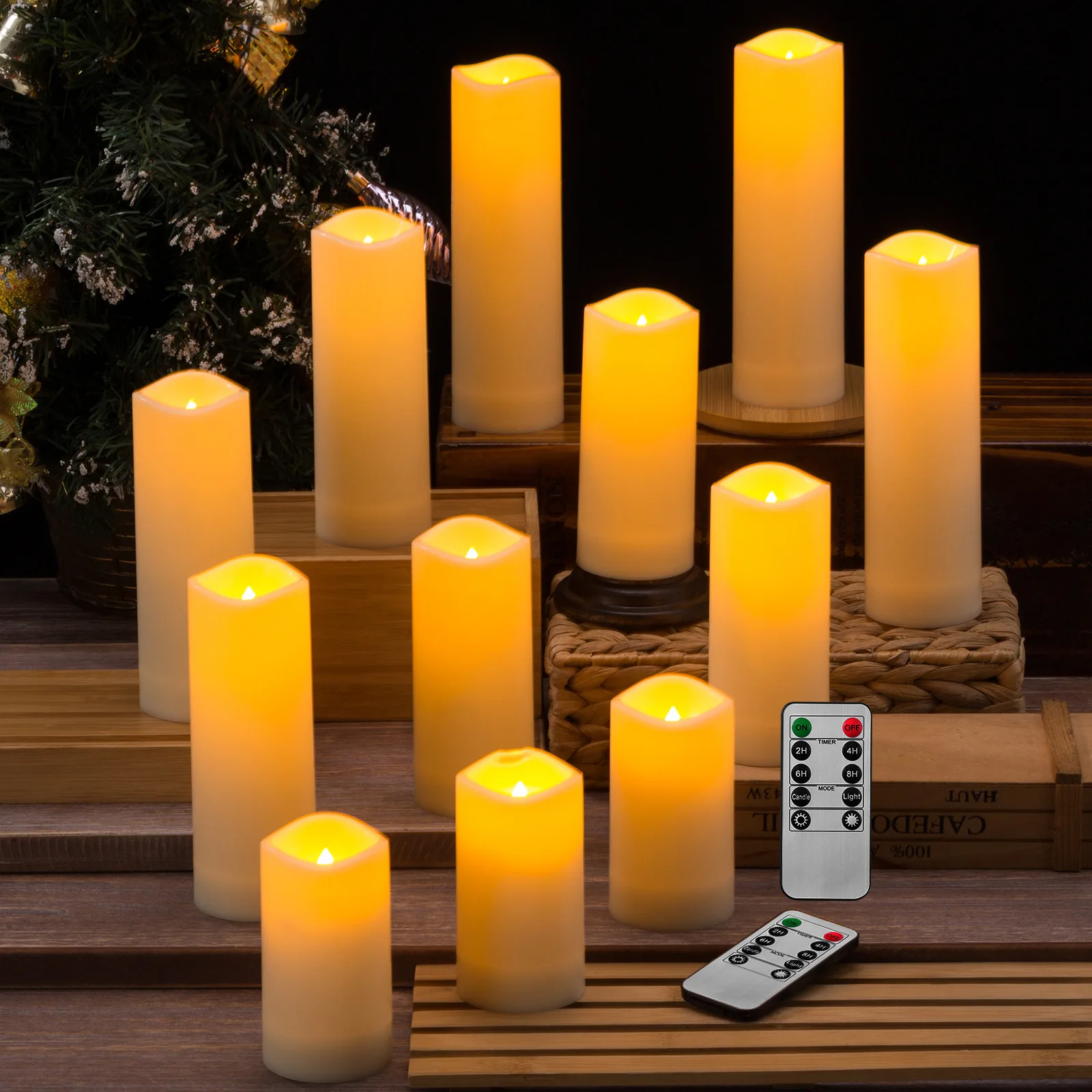 

12Pcs LED Candle Flickering Flame Battery Powered Flameless Candles Remote Control Timers Waterproof for Wedding Home Decoration