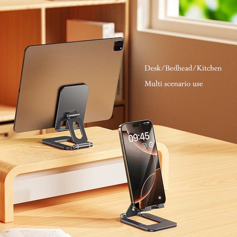 Foldable Portable Metal Phone Stand - Adjustable Desktop Travel Holder