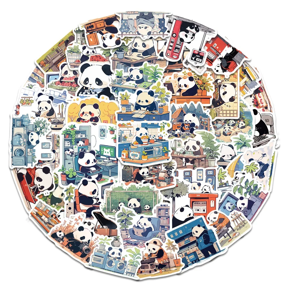 10/30/50Pcs Kawaii Cartoon Panda Graffiti Sticker Suitcases Laptops Mobile Phones Guitars Water Cup Kids Toys Decorative Sticker
