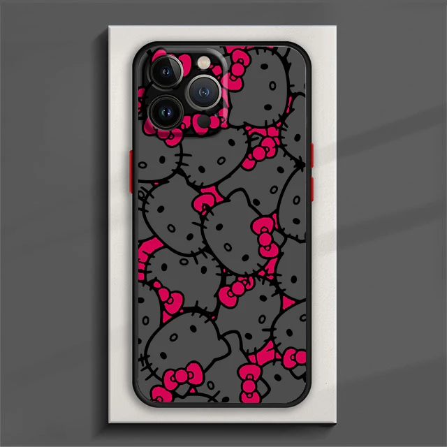 thumbnail image 1 of Sanrio-funda de Hello Kitty para teléfono, carcasa translúcida esmerilada para iPhone 15, 14, 13, 12, 11 Pro Max, mini, XS, XR, X, 8, 7, 6 Plus, SE, 1 of 5