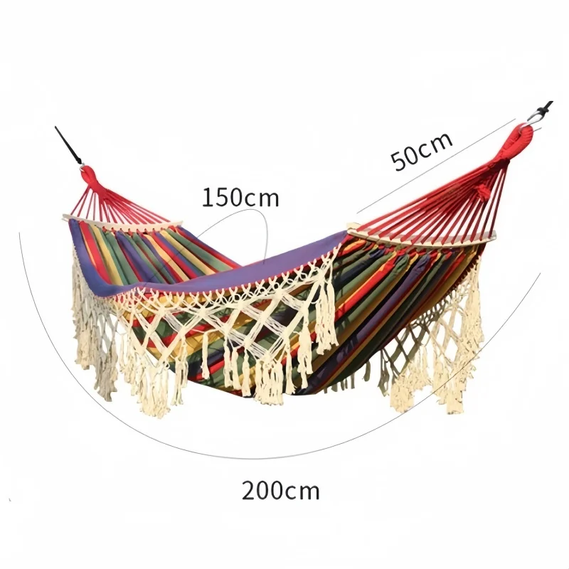1PC Outdoor Camping High Load Bearing Hammock Tassel Canvas Garden Swing Chair Hanging Bed Foldable Out/Indoor Hanging Hammock camping hammock outdoor hammock swing hammock swing chair
