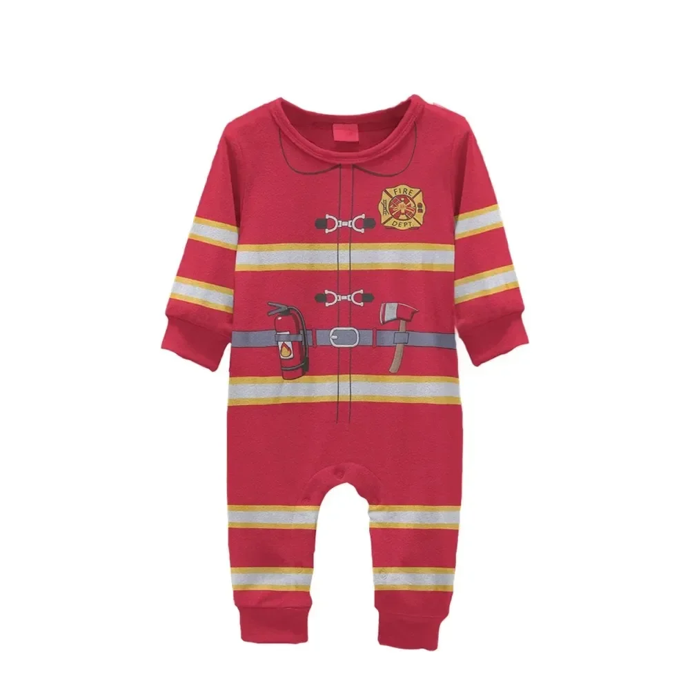 Children_s Onesie Boys_ Creeper Set Police Pajamas Set Baby and Toddler Firefighters Pajamas Hallow 2
