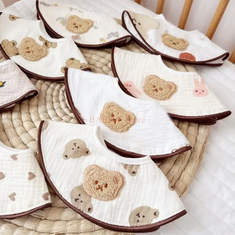 

C9GB Baby Bibs Embroidery Bear Feeding Bibs for Infant Saliva Towel Soft Drooling Apron Breathable Burp Cloths Baby Supplies