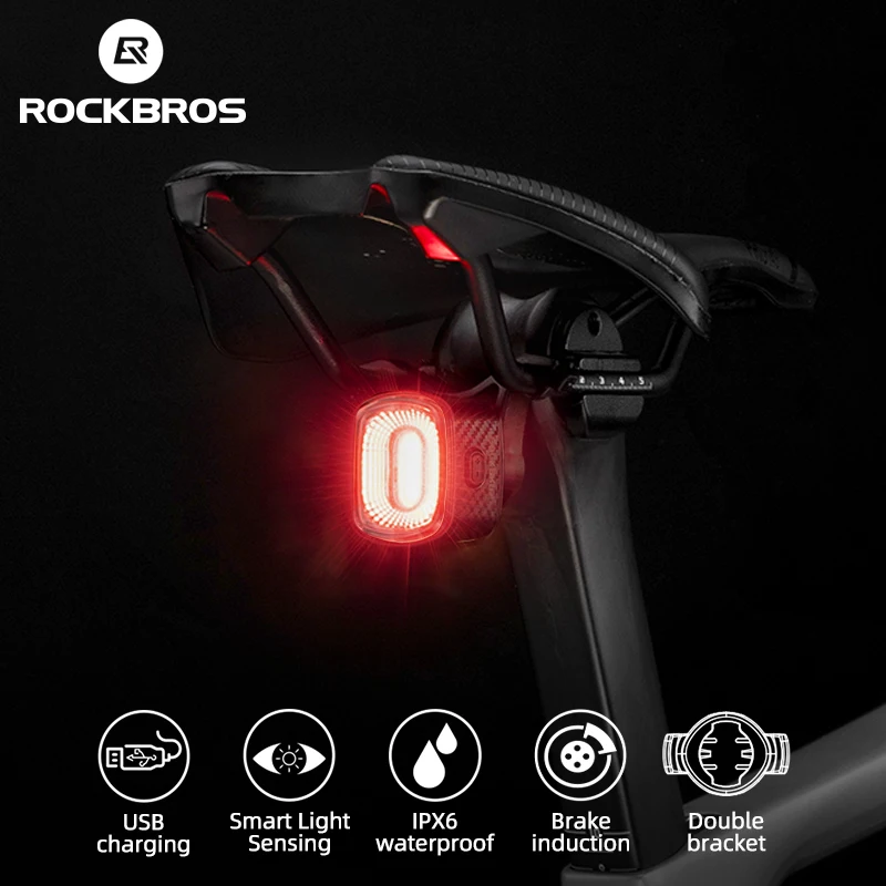 Luz Trasera Bicicleta Rockbros Recargable Impermeable Stop