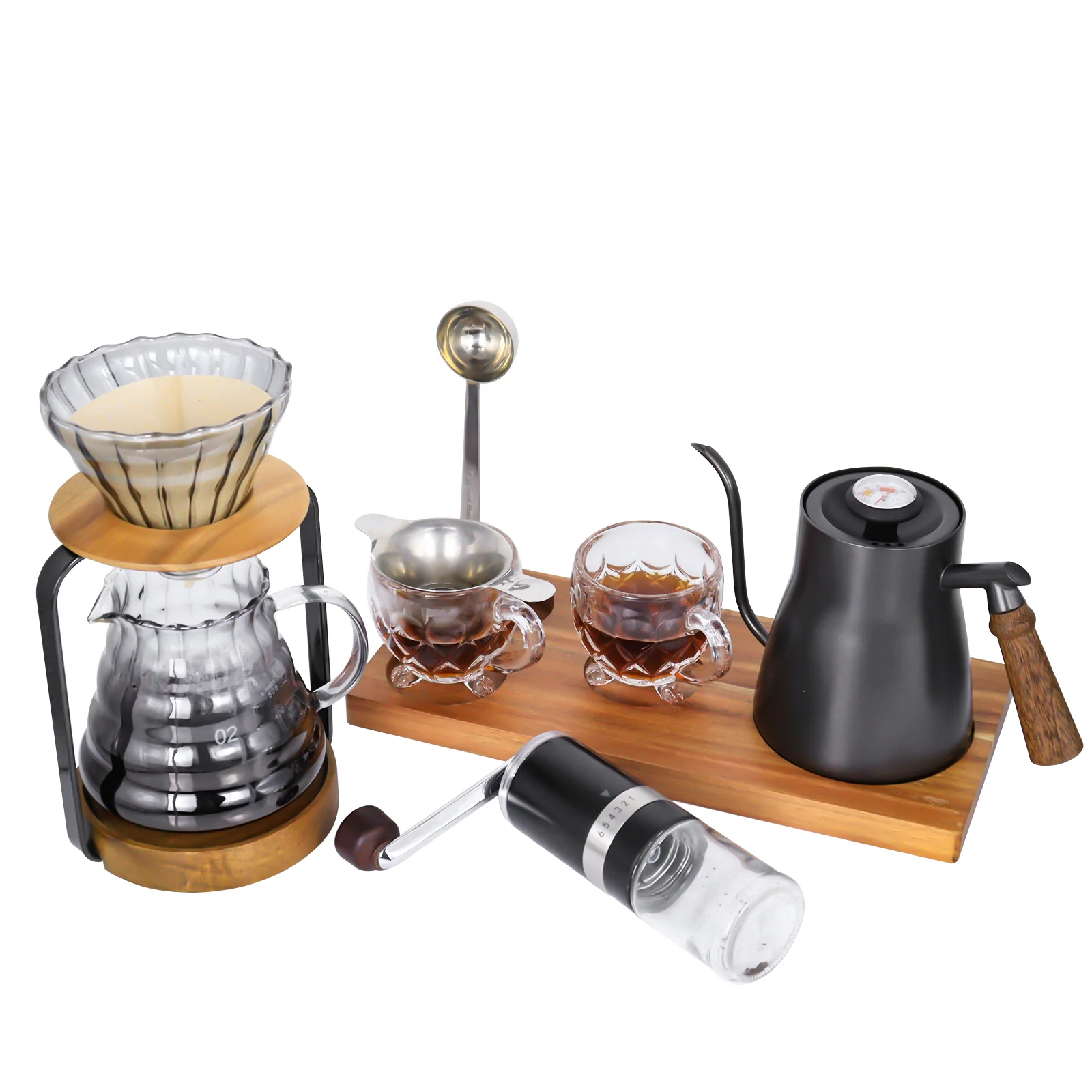 Coffee Set Portable Outdoor Travel Gift Box with Pour Over Coffee Kettle  Coffee Grinder Cup Filter Manual Coffee Maker Set - AliExpress