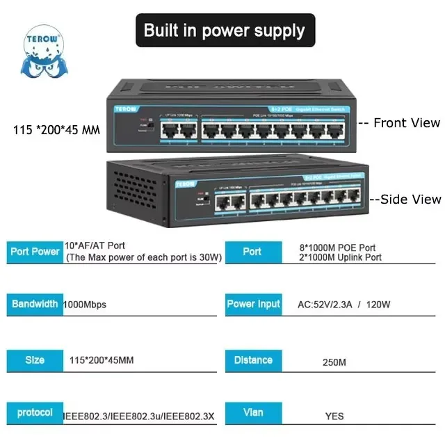Enhanced High-Speed 6-Port POE Switch - 100Mbps Fast Ethernet for Smart Network Solutions