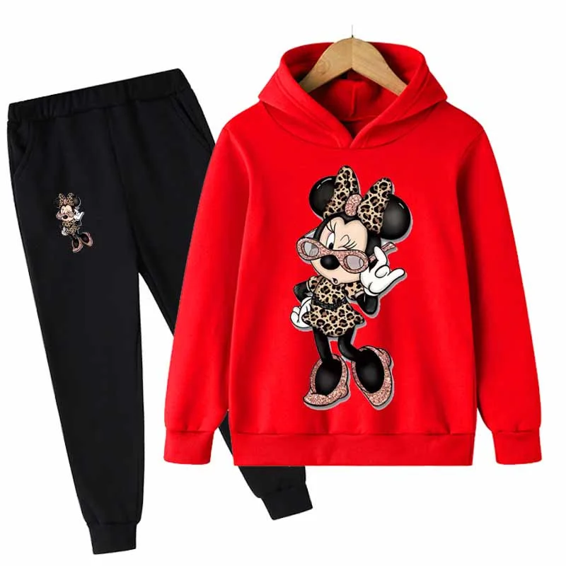

Minnie Mouse Casual Kids Clothes 2 Piece Hoodies Set Clothing Cool Girls Clothing Boys Tracksuit Costumes Children Baby Clothes