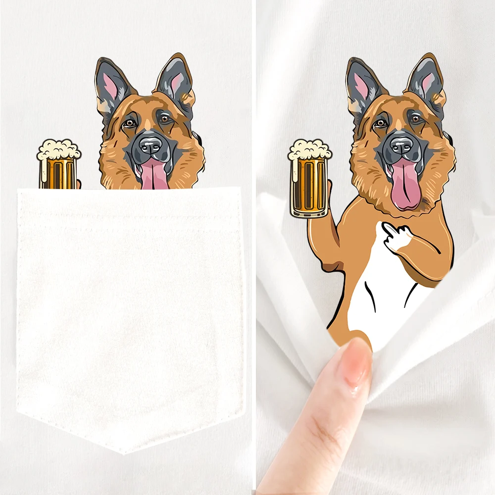 

Мужская футболка CLOOCL с принтом немецкой овчарки, футболка с карманами, женские повседневные футболки с коротким рукавом, удобные футболки унисекс из 100% хлопка