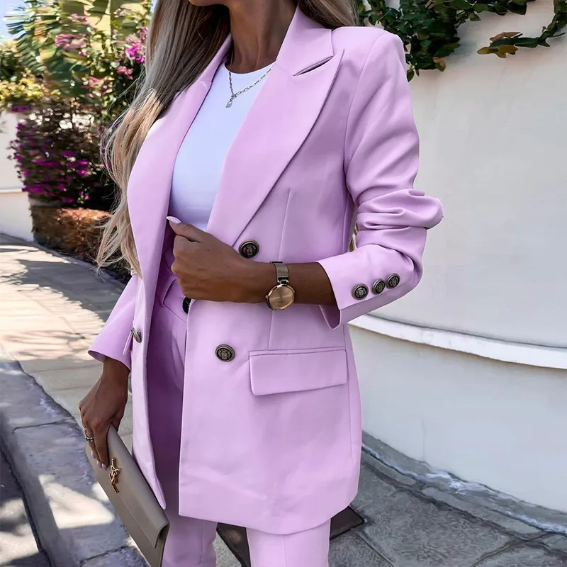 

Women Two Piece Blazer Set 2023 New Elegant Women Pant Sets and Long Sleeve Blazer Matching Set Office Lady Streetwear Chic Suit