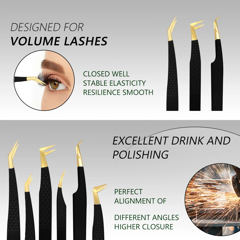 Eyelash Tweezer Black Stainless Steel Superhard Precision Anti-Static Tweezers Grafting Lashes Extension Supplies Makeup Tools 3