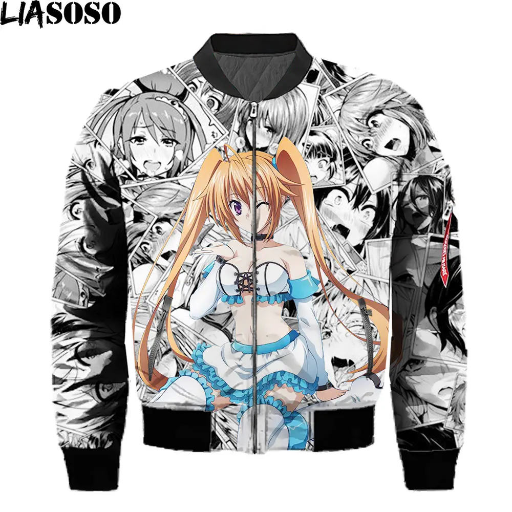 LIASOSO Men Jacket Winter Clothes Rias Gremory High School DxD Street Anime Loose Pervert Jacket Women Men Buttocks Alternative