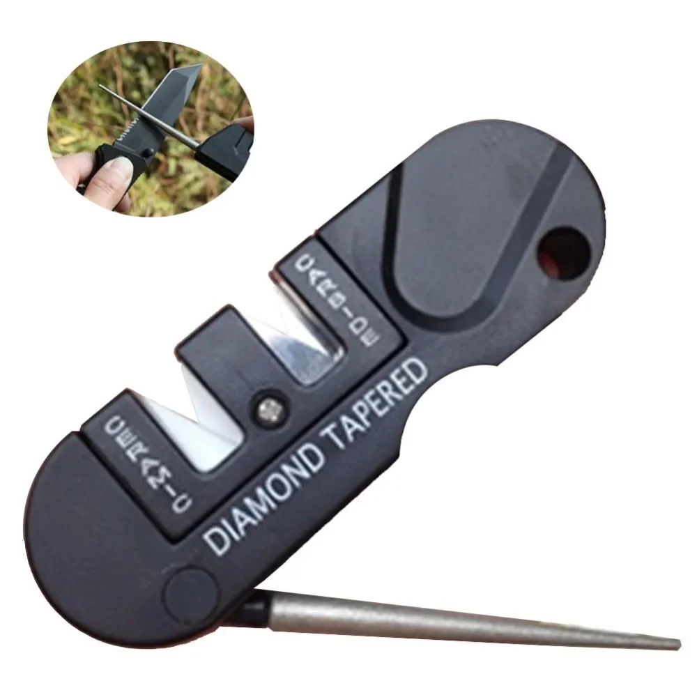 4-in-1 Portable Tungsten Ceramic Carbide Knife Sharpener Sharpen Fish Hook Pocket Diamond Tool Camp Hike outdoor