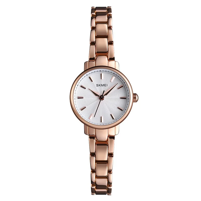 Fashion Elegant Ladies Stainless Steel Chain Band Wristwatch Waterproof Simple Time Quartz Watch for Women