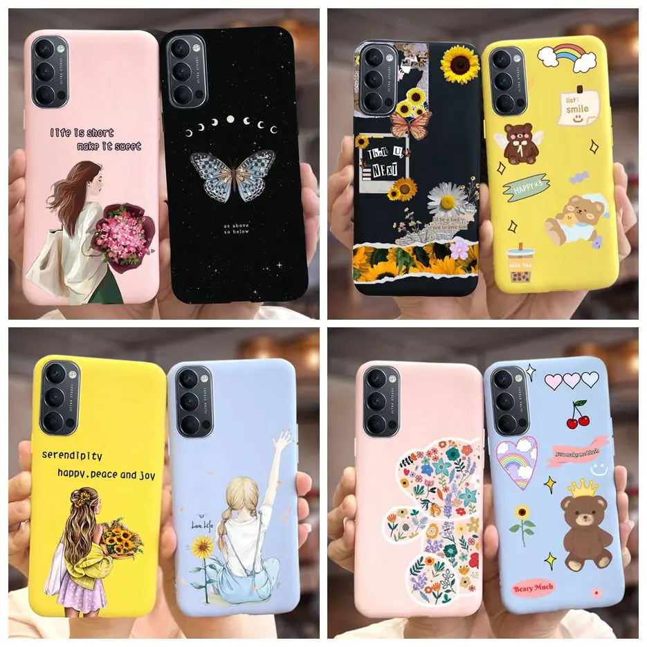 Per Oppo Reno4 Case Reno 4 Pro 5G Cute Candy Painted Back Cover Custodia Morbida In Silicone Tpu Per Oppo Reno4 Pro 5G Fundas Bumper