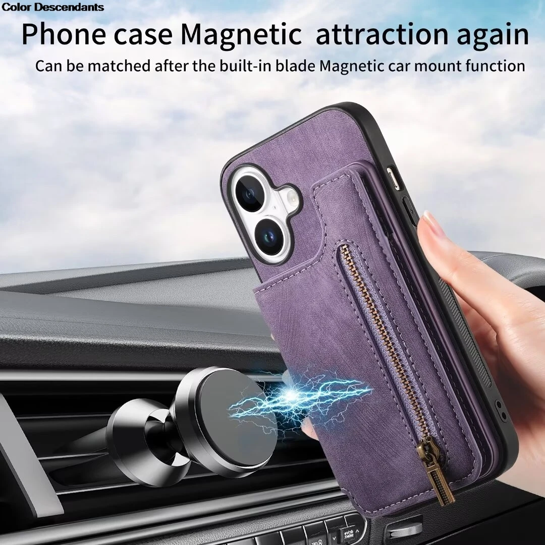 Luxury Zipper Wallet Leather Phone Case Cover