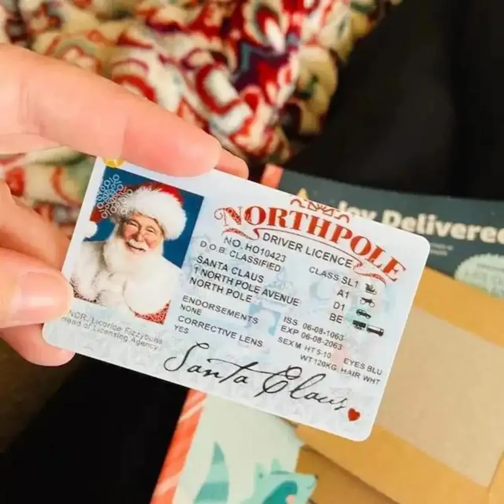 Card Santa Claus Flying Licence Christmas Eve Driving Licence Christmas Gift for Children Kids Decoration