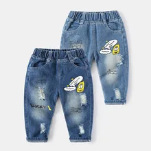 Jean Denim décontracté pour bébé, pantalon droit en coton, bleu, taille 90 – 130, à la mode 