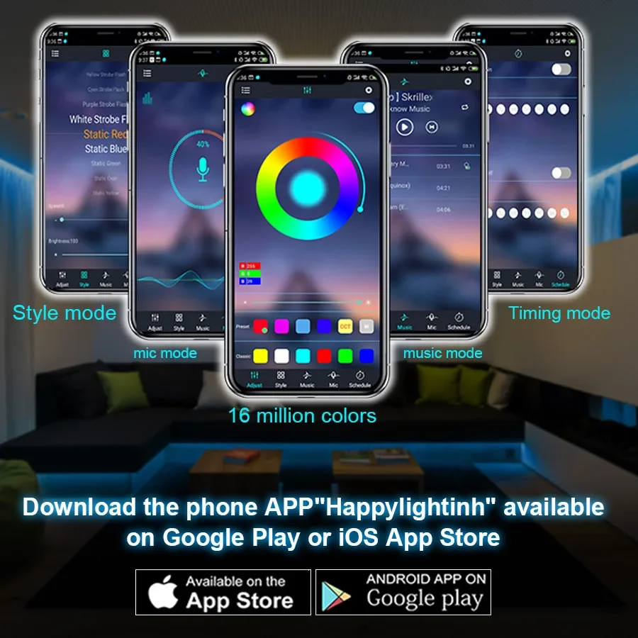 Tira de Luces LED RGB con Control por App, Bluetooth y Sincronización de Música (USB 5V) S8ca66bf6677549ed93954e4fefdc8090P