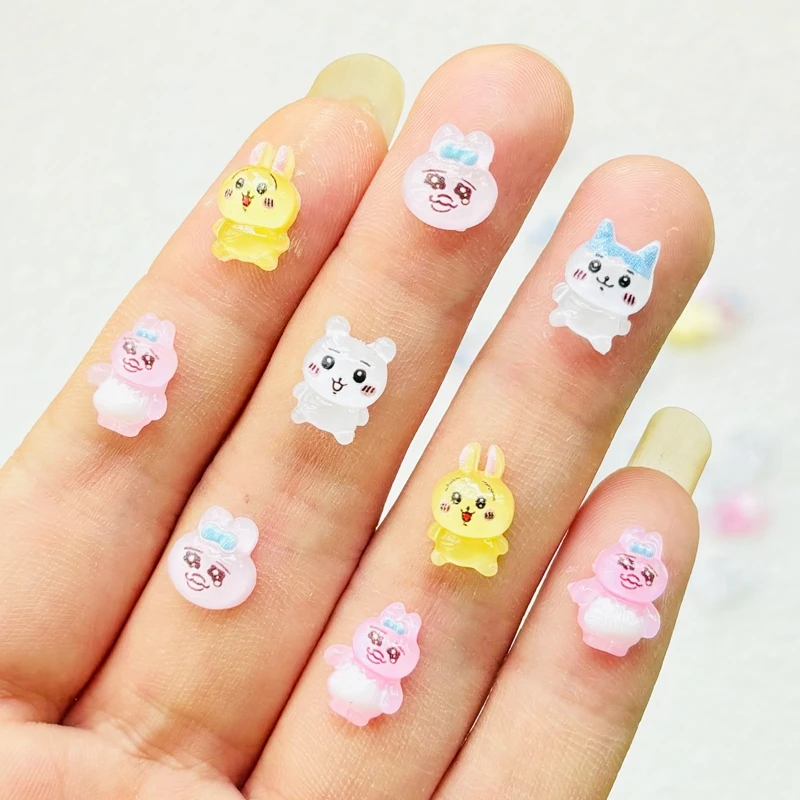 50 Pcs Resin Crafts Accessories Resin Ornaments Resin Crafts Miniature Figurines Ornament Crafts Cute Resin Mini Cartoon Sadness Rabbit Dog Series Flat Back Manicure Parts Embellishments For Hair Bows