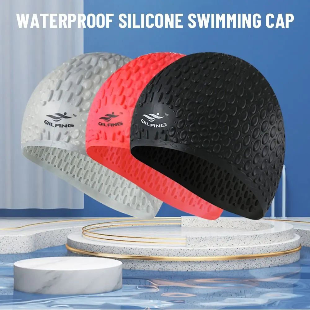 

Adults 3D Ergonomic Design Spa Swimming Cap Swim Pool Hat Silicone Waterproof