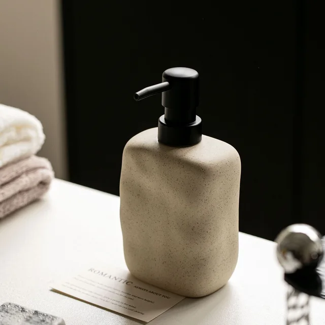 ขวดโลชั่นเซรามิกวาบิซาบิ 450 มล. ขวดบีบ ขวดใส่สบู่เหลว แชมพู โลชั่น ครีมนวดผม อุปกรณ์ในห้องน้ำ 1