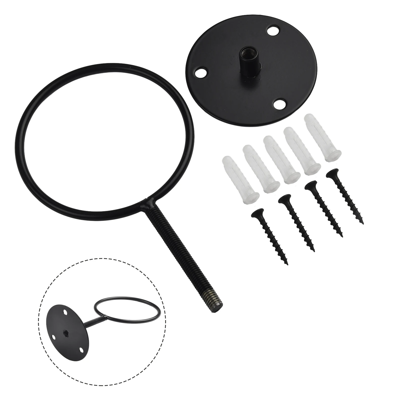 Basketball Ball Holder 12.5cm/4.9in Diameter 24cm/9.4inch Length Black Multifunctional For Football Rugby Ball