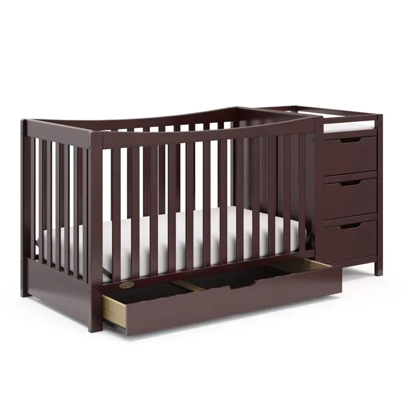Remi 4-In-1 Convertible Crib & Changer With Drawer (Espresso) &ndash; GREENGUARD Gold Certified, And Changing-Table Combo, I