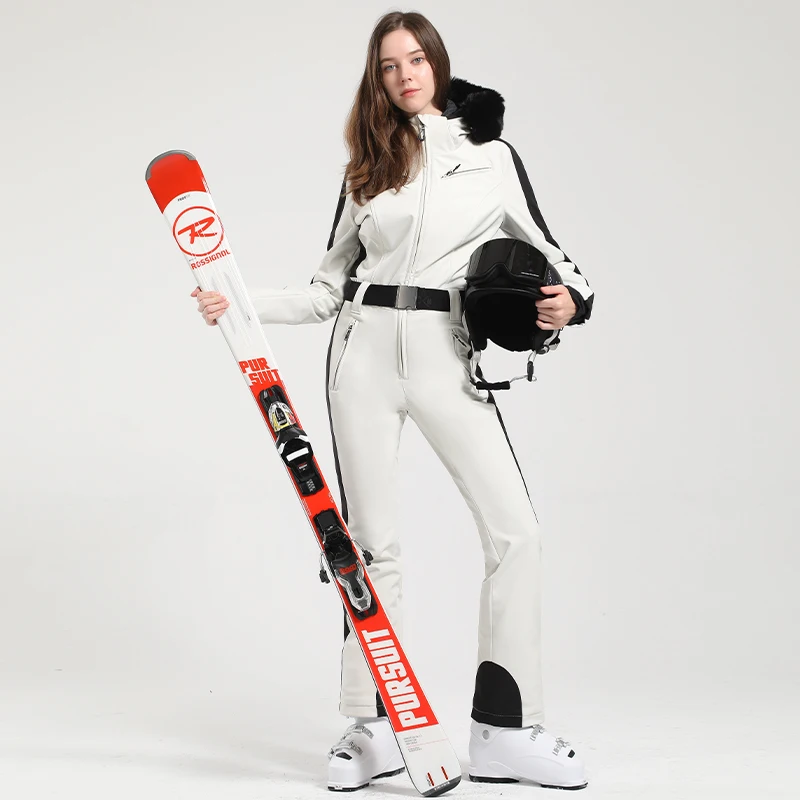 Gsou Snow Winter Women Jumpsuit One Piece Ski Suit Thermal Thicken Waterproof Windproof Outdoor Sport Wear Snowboard Mountain 3