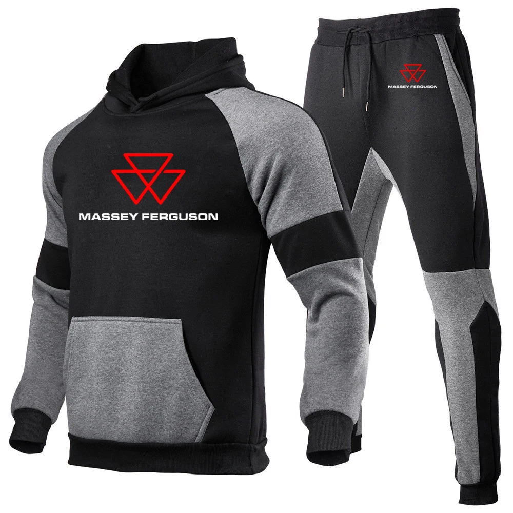 2024 New Massey Ferguson Autumn Tracksuit Hoodies+Sweatpants 2-Piece Fashion Causal Jogging Sweatshirt Pullover Fleece Pant Sets 2