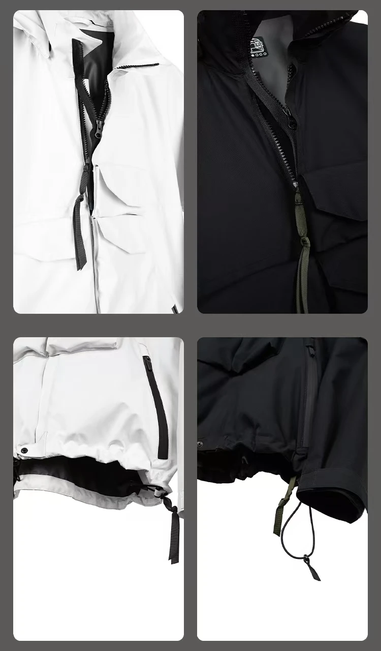 Atzen Front pockets storm jacket gt 2L material convertible frontapron detachable hat-hood techwear