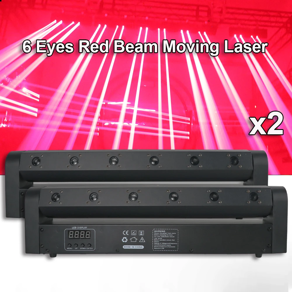 2 Pz/Lotto Dj Red Laser 6 Teste Laser Moving Head Light Dmx512 Stage Effect Lighting Projector Disco Music Dance Party Club Bar