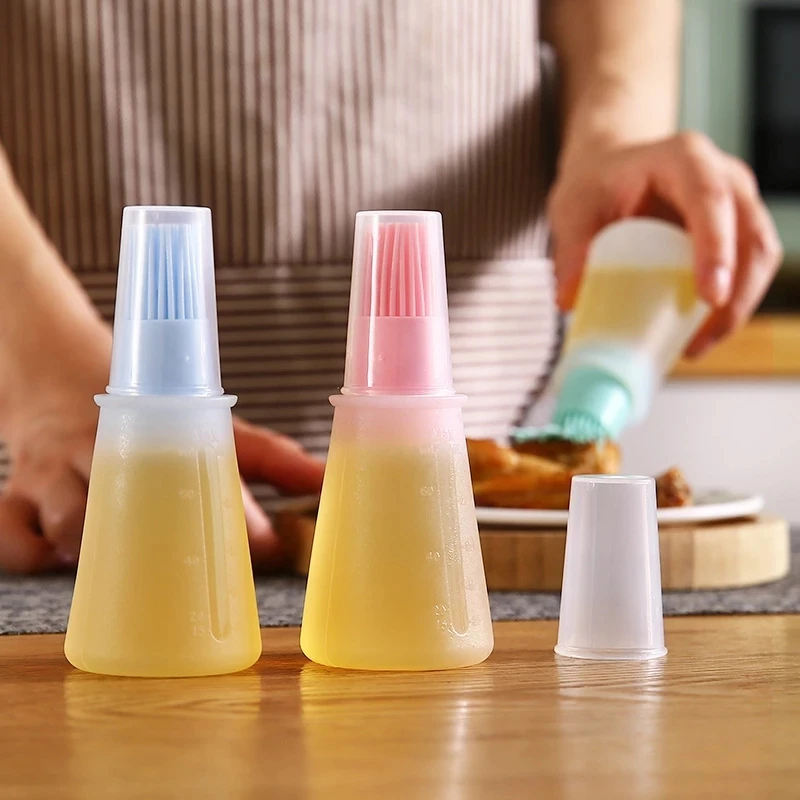 Barbecue Oil Brush Oil Bottle With Brush Silicone Portable Dispenser For Kitchen BBQ Baking Cooking Tool Accessories Gadgets