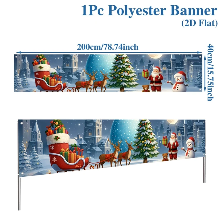 Festive Holiday Outdoor Banner - Merry Christmas & Happy New Year Celebration Decor